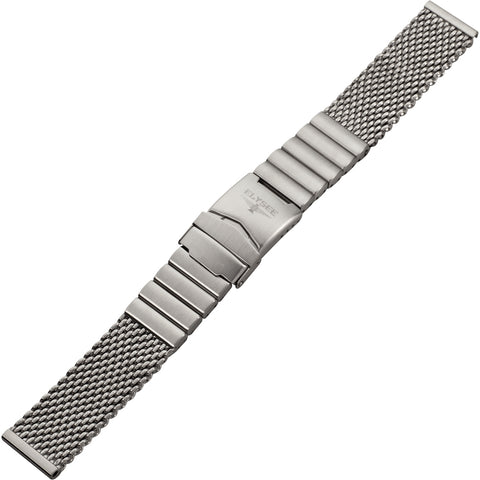 Uhrenarmband - Grobmaschiges Milanaise-Armband aus mattem Edelstahl mit Sicherheits-Faltschließe - 22 mm
