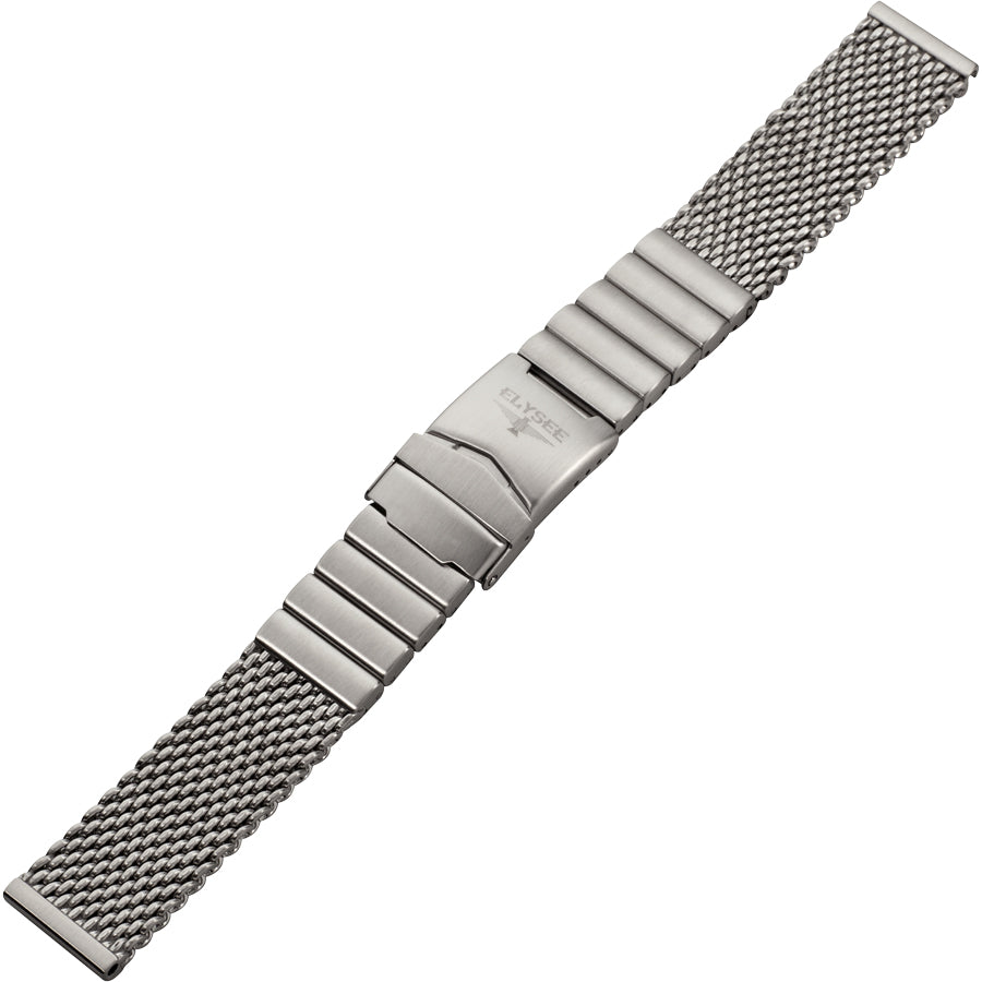 Uhrenarmband - Grobmaschiges Milanaise-Armband aus mattem Edelstahl mit  Sicherheits-Faltschließe - 24 mm - The Magpie – Elysee Uhren