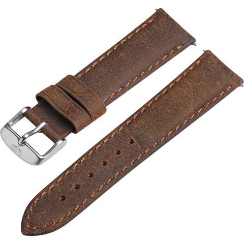 Watch band - High quality suede strap with pin buckle, Brown - 20 mm