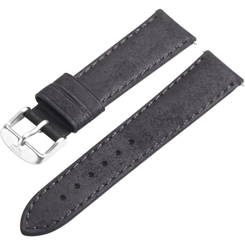 Watch band - High quality suede strap with pin buckle, Gray - 20 mm